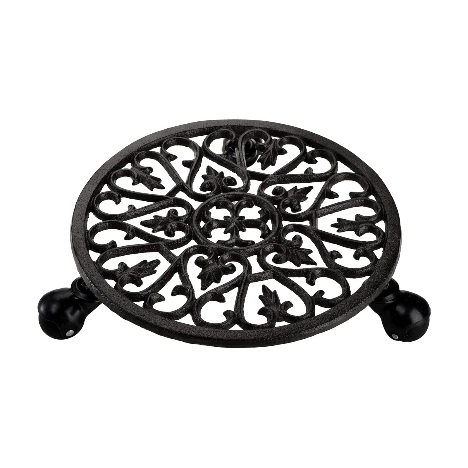 Fasmov Plant Caddy Cast Iron Plant Stand Plant Pallet Caddy Plant Pot with Heavy Duty Wheels Indoor Outdoor Planter