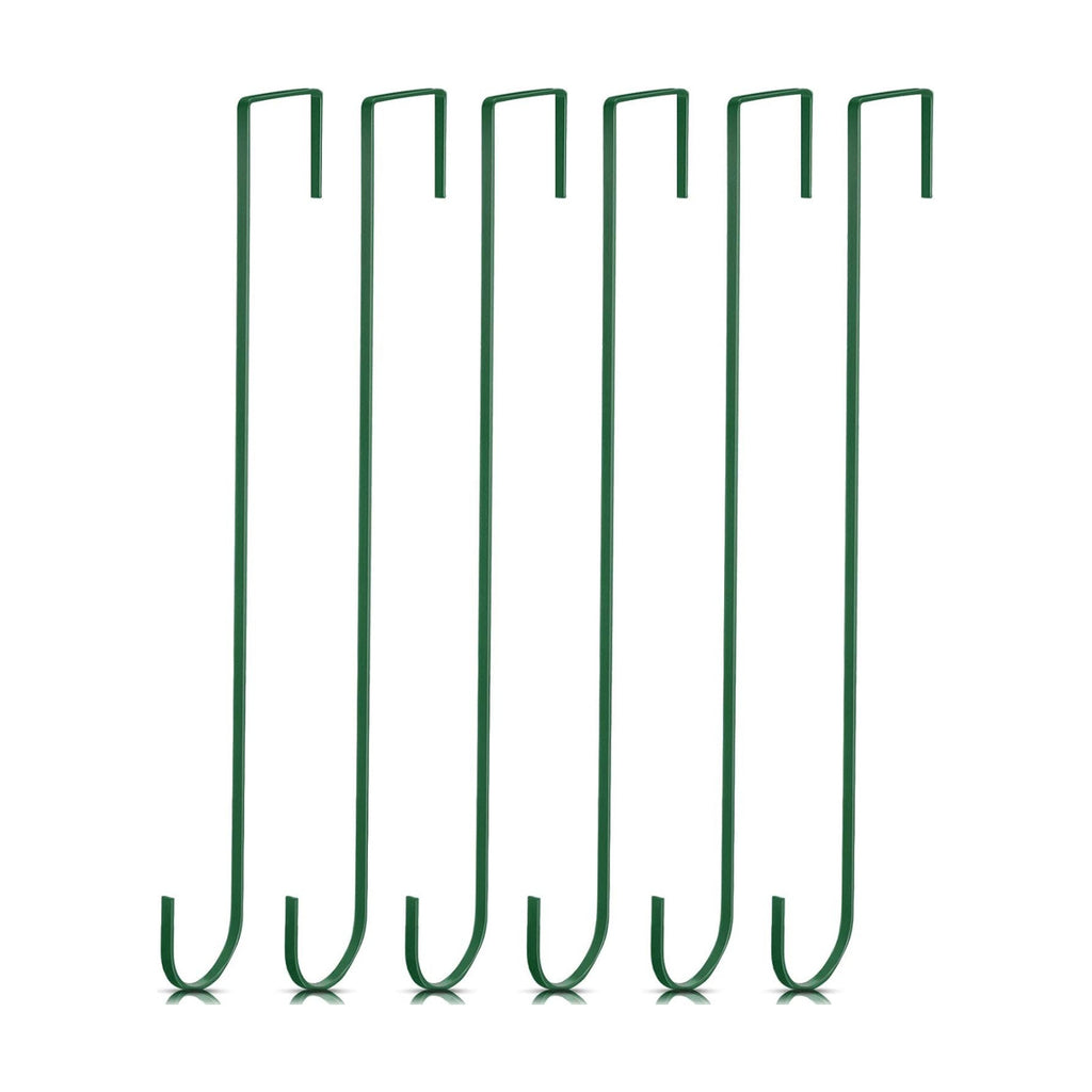 Hotop 15 Inch 6 Pcs Wreath Hangers for Front Door Over The Door Hanger Hooks Steel Wreath Doors Hangers Clothes Towel Hooks Holder for Christmas Halloween Front Decorations Welcome Sign(Green)
