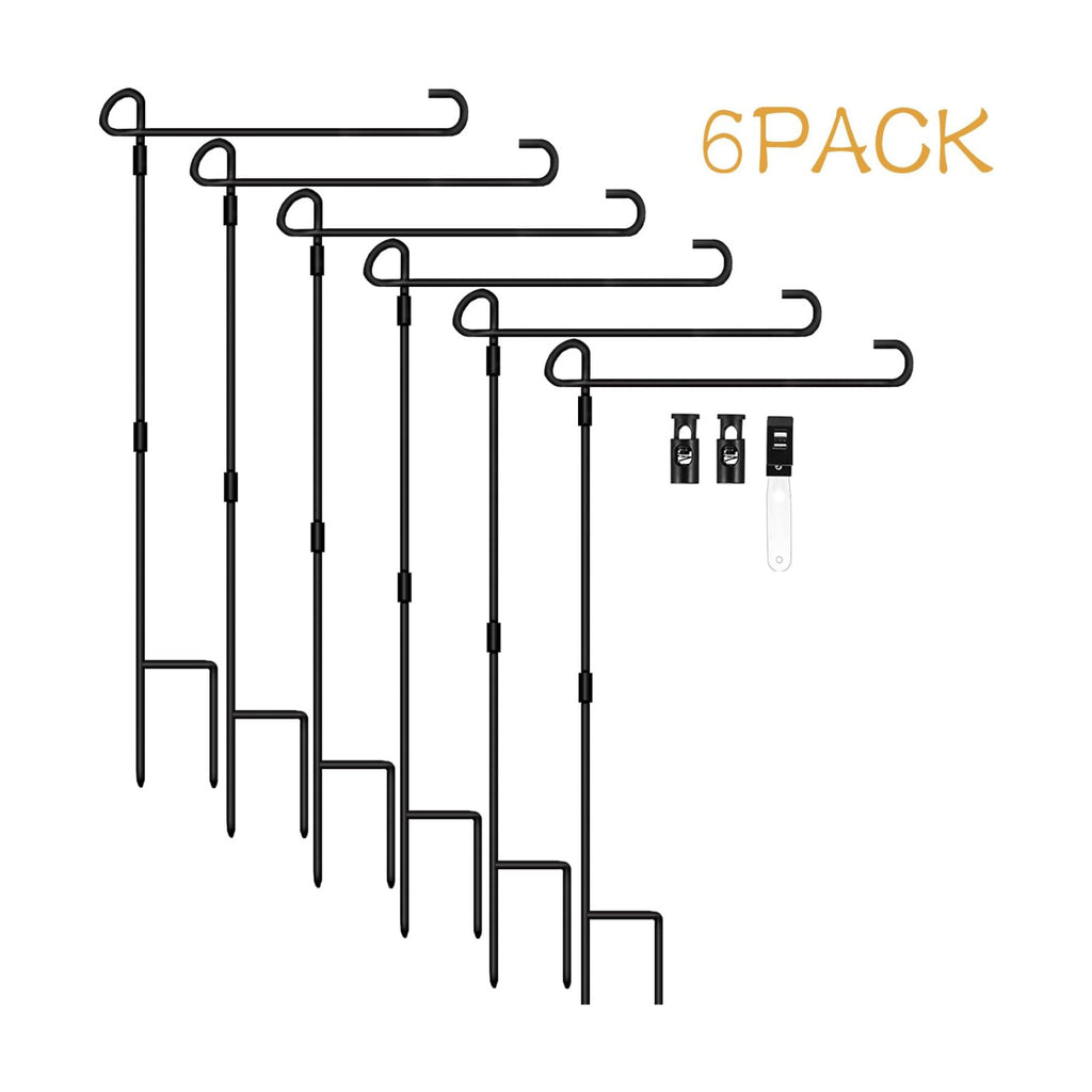 Garden Flag Holder Stand 6 Pack Garden Flag Pole for 13.5" Width 12 x 18 Inches Flags with Anti-Wind Clip for Outdoor
