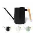 Metal Small Indoor Watering Can with Long Spout & Real Wood Handle, 35oz | Long Spout, Stainless Steel, Real Wood