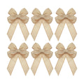 Xinnun 6 Pcs Christmas Burlap Bows Wreath Bows,Plain Style,Beige