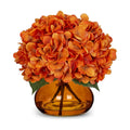 Hollyone Orange Fall Hydrangeas with Vase Indoor Faux Fall Hydrangea Artificial Flowers Decor Silk Fake Flowers Arrangements in Glass Vase Autumn Festival Table Centerpiece Fall Decorations for Home