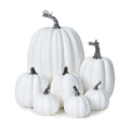 Lvydec 7pc Assorted Size White Pumpkins Craft Pumpkins for Halloween Thanksgiving Autumn Festive Party Supplies