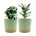QCQHDU 8 inch Plant Pot, 2 Pack Planters for Indoor Plants with Drainage Holes & Saucer, Outdoor Flower Pots Home Garden Modern Decor