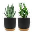 QCQHDU 6.5 inch Plant Pot, 2 Pack Planters for Indoor Plants with Drainage Holes & Saucer, Outdoor Flower Pots Home Garden Modern Decor