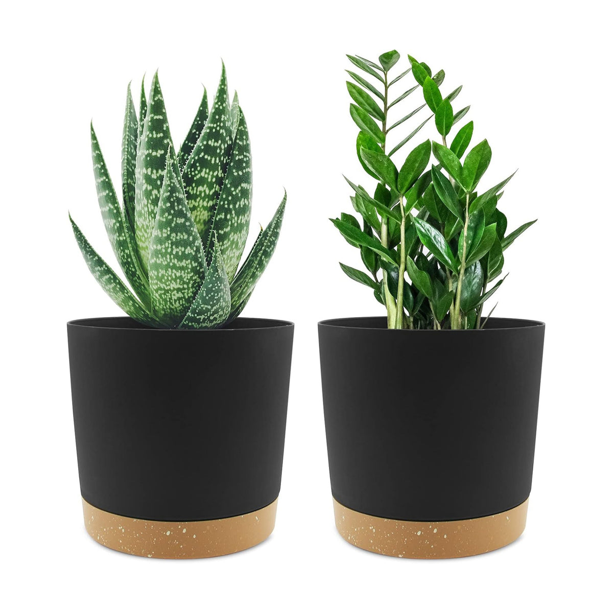 QCQHDU 6.5 inch Plant Pot, 2 Pack Planters for Indoor Plants with Drainage Holes & Saucer, Outdoor Flower Pots Home Garden Modern Decor