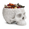 Halloween Skull Trick Or Treat Bowl Black Skeleton Planter Gothic Candy Pot