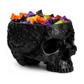 Halloween Skull Trick Or Treat Bowl Black Skeleton Planter Gothic Candy Pot