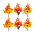 6 Pack Artificial Maple Leaves Branches Autumn Pumpkin Berry Twig Stem Orange Fall Stems Fake Artificial Flower Picks for Thanksgiving Christmas Harvest Festival Decoration DIY Floral Arrangements