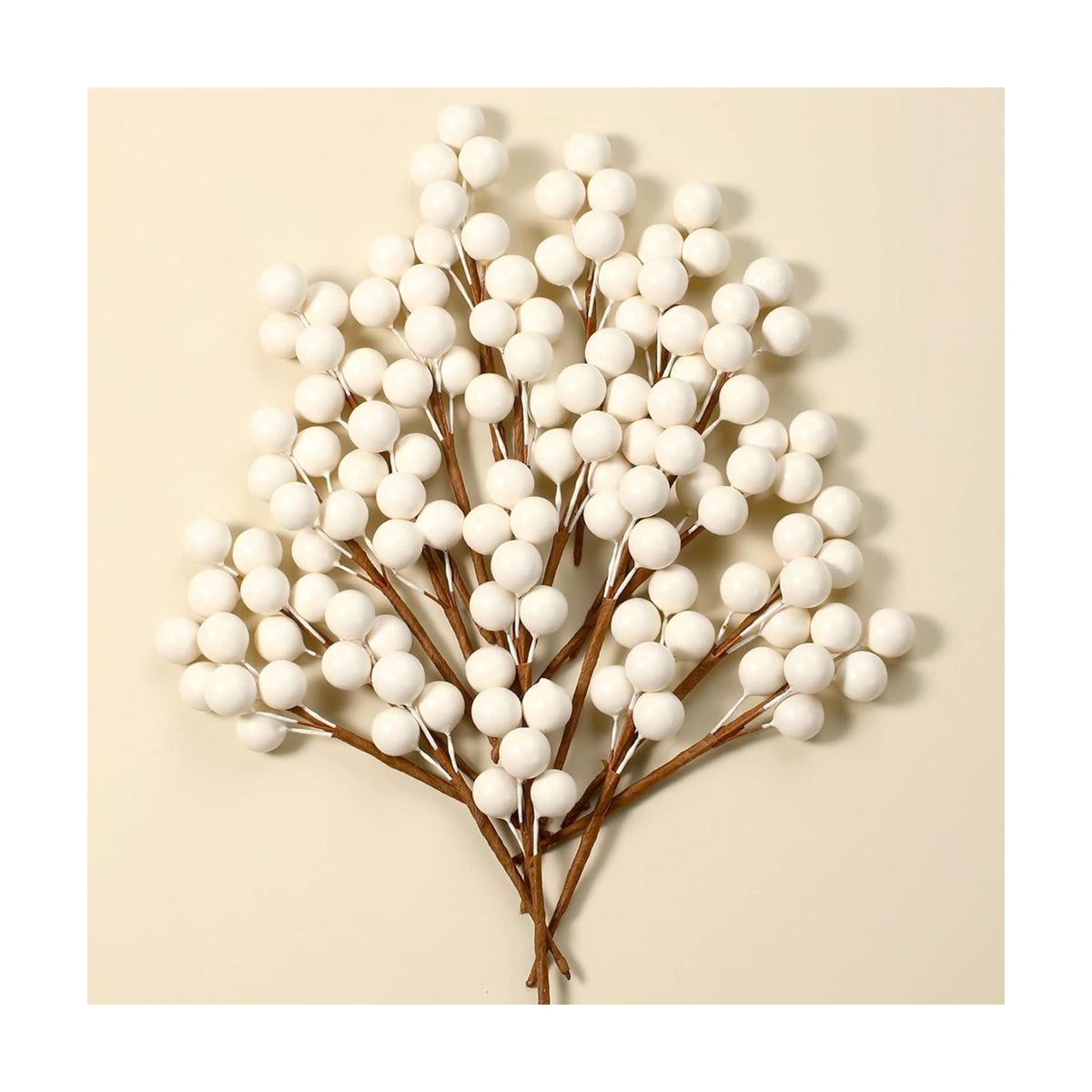Tatuo 360 Pcs White Glossy Artificial Holly Berries Christmas Fake Stems