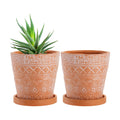 Cedilis 2 Pack Terracotta Pots, 5 Inch Red Clay Planter Pots with Drainage and Saucers, Ceramic Pottery Succulent