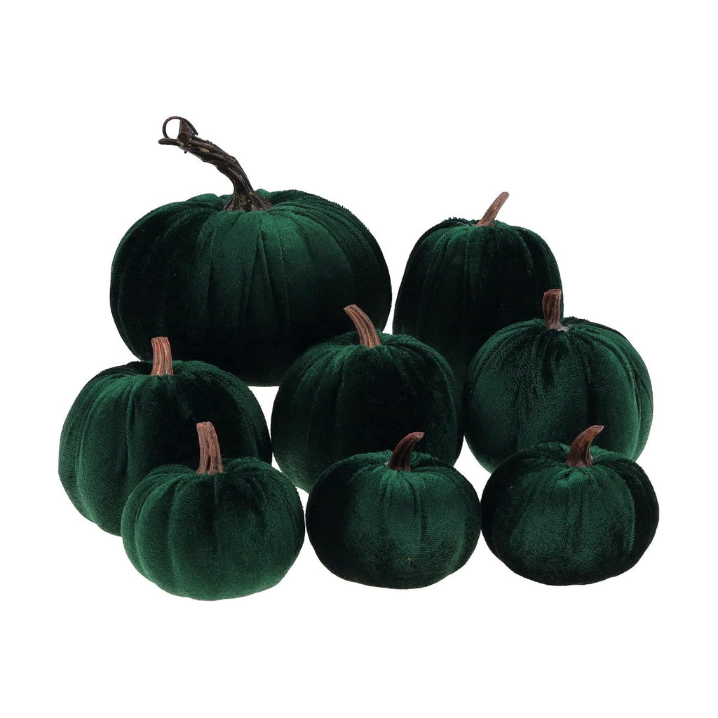 Gresorth 8 Pcs Fake Green Velvet Pumpkins Artificial Pumpkin Decoration