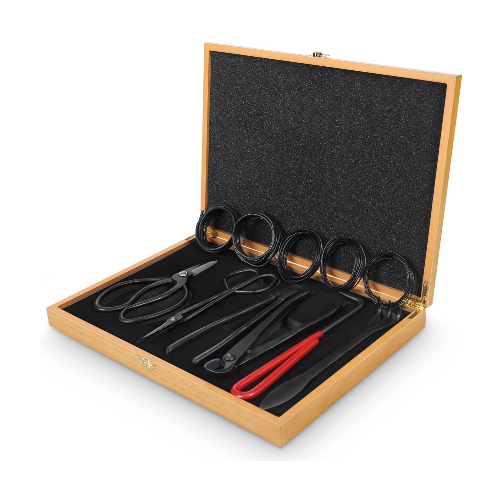 SOLIGT 12-Piece Bonsai Tools Set With Wood Box, Gift For Men Women | Heavy Duty Pruning Shear, Butterfly Shear, Concave