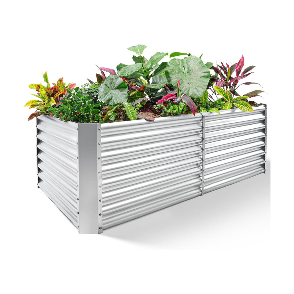 Land Guard 8×4×2 ft Galvanized Raised Garden Bed Kit, Galvanized Planter Raised Garden Boxes Outdoor, Large Metal