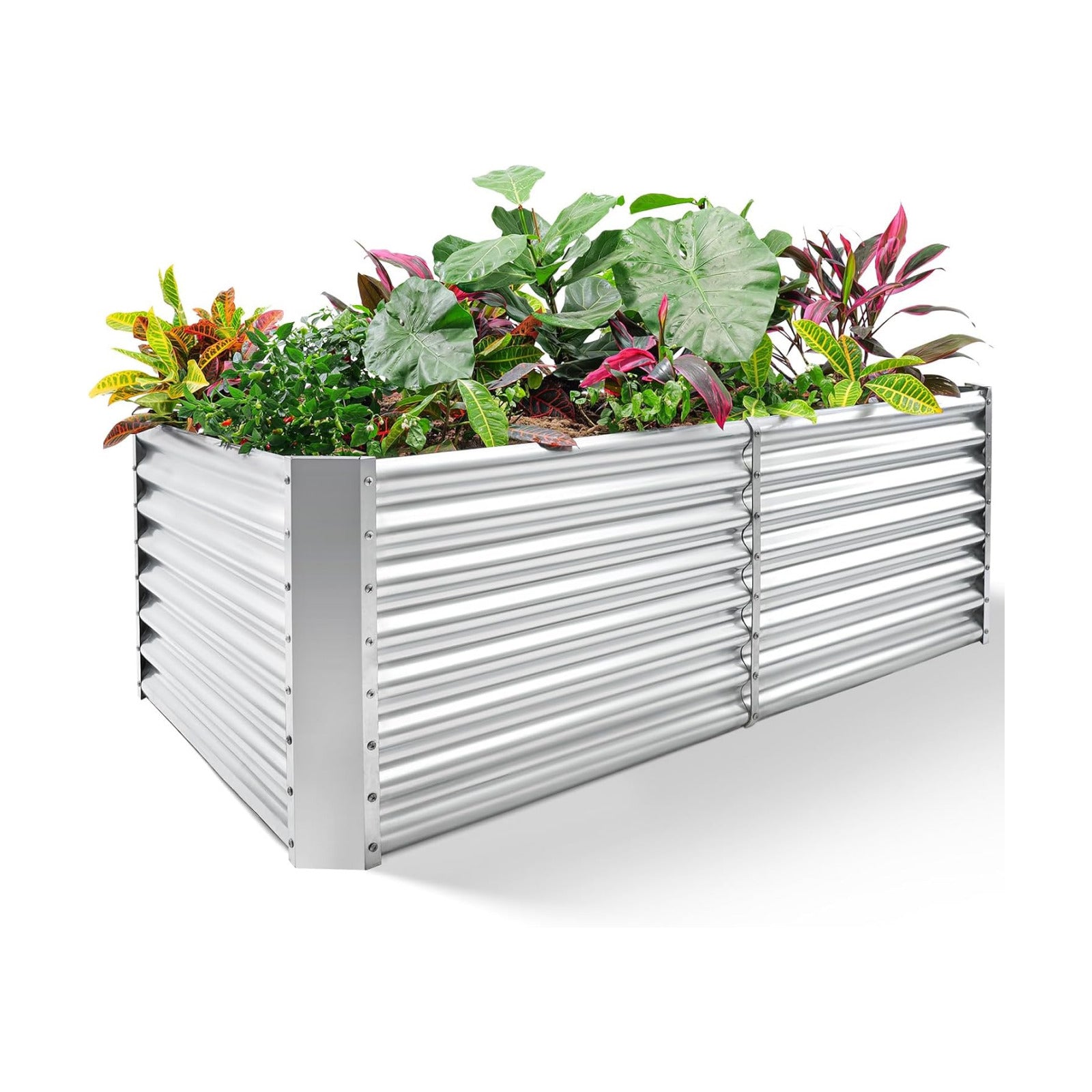 Land Guard 8×4×2 ft Galvanized Raised Garden Bed Kit, Galvanized Planter Raised Garden Boxes Outdoor, Large Metal