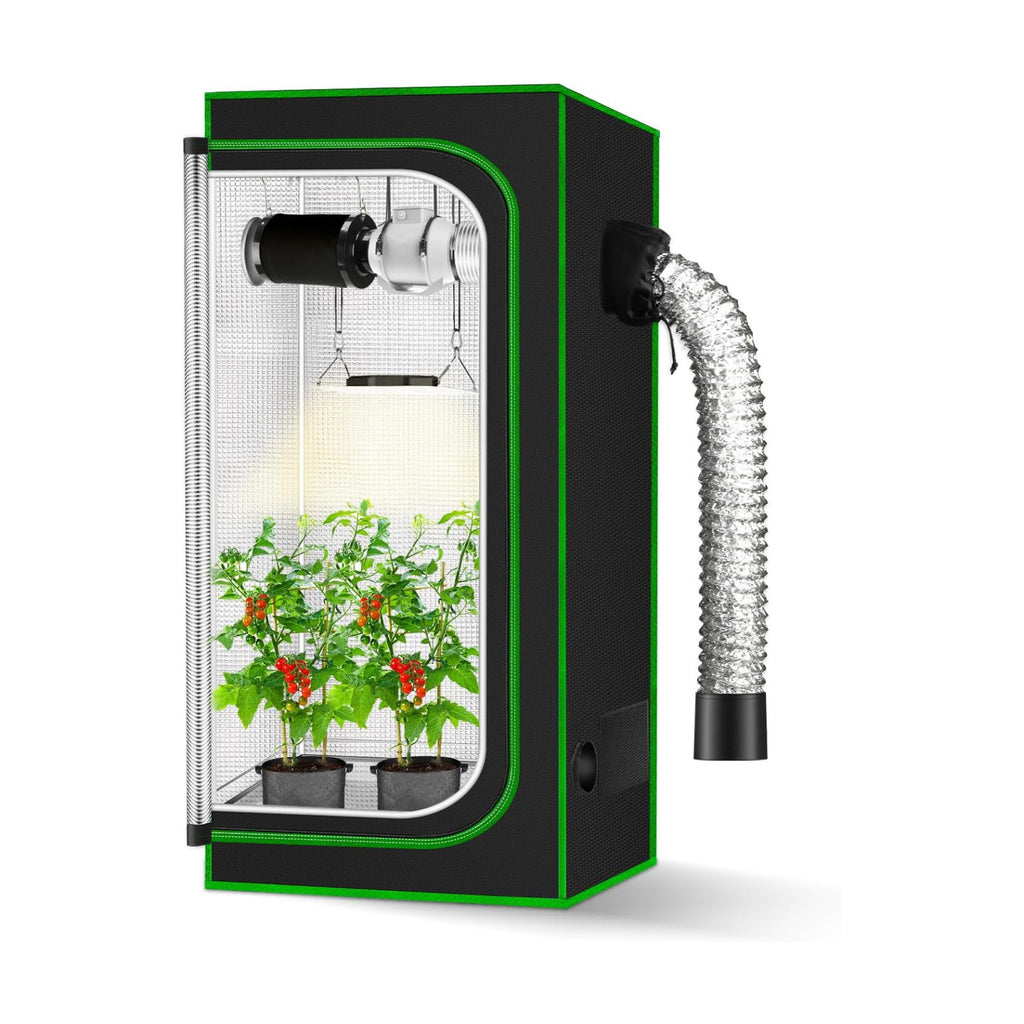 2x2 Grow Tent, 24"x24"x48'' High Reflective 600D Diamond Mylar Canvas with Observation Window and Floor Tray for