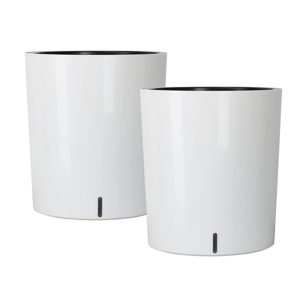 SAROSORA Large Round Self Watering Planter Pot 12.5'' 2-Pack for Home Garden Patio Tall Tree(White 2-Pack)