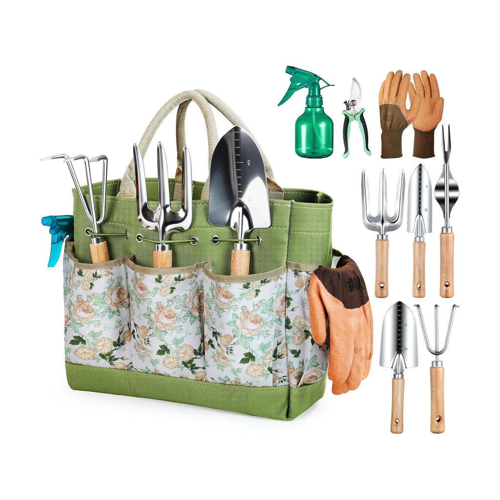 Heavy Duty Gardening Tools with Handbag, Gardening Gifts for Women | Rust-Resistant Steel Garden Tool Sets for Women