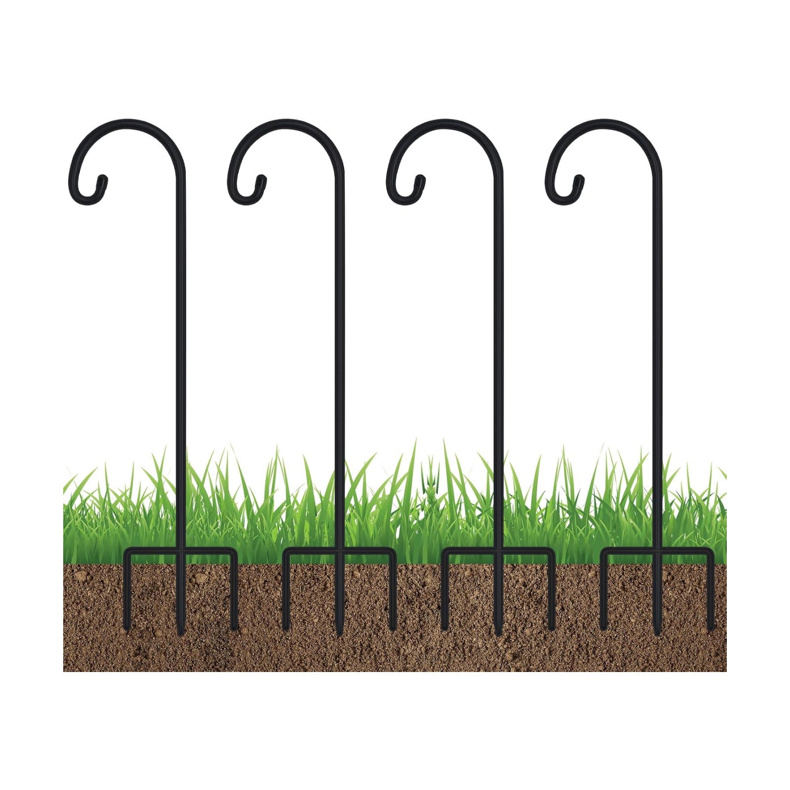 32" Small Shepherd Hooks for Outdoor, Adjustable Decorative Garden Hooks for Solar Lanterns, Hanging Plants, Wind