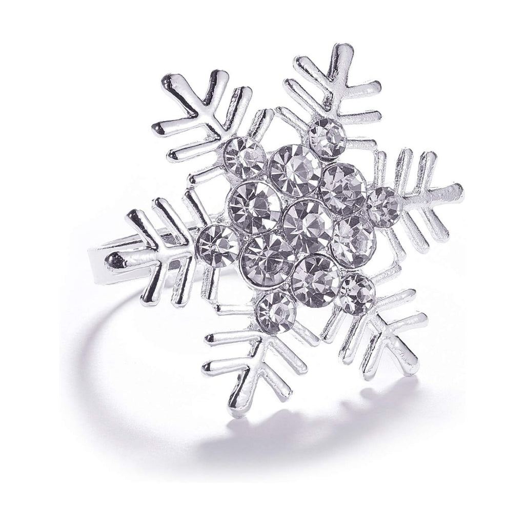 Legigo 6 Pcs Christmas Napkin Rings- Sliver Diamond Snowflake Napkin Holder Rings Dinner Tables Rings for Xmas Winter Holiday Place Setting, Dinner Parties, Weddings, Family Gatherings