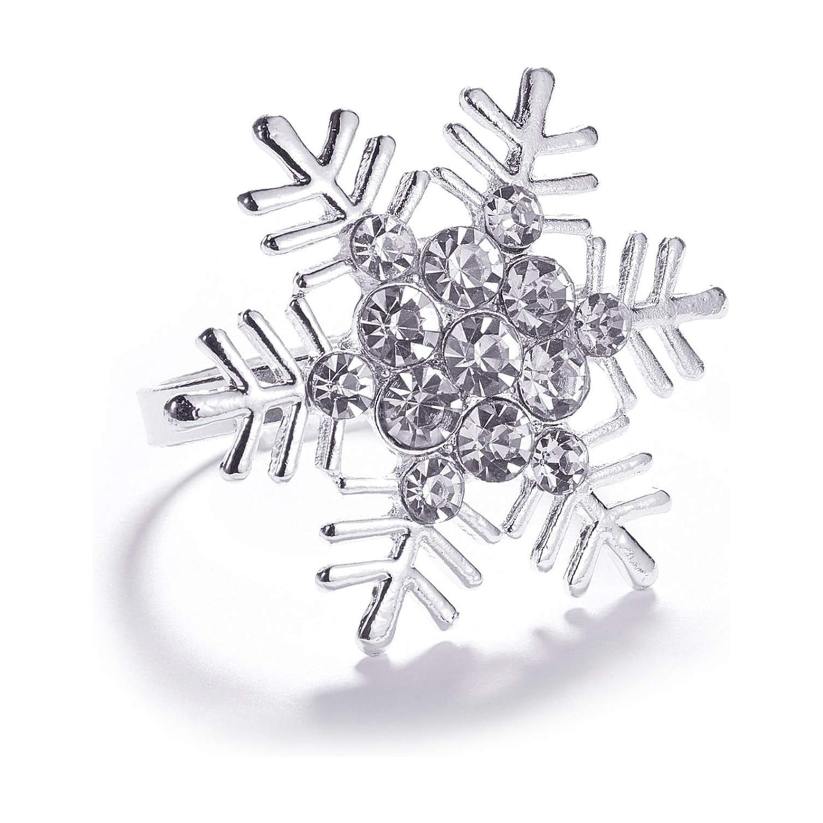 Legigo 6 Pcs Christmas Napkin Rings- Sliver Diamond Snowflake Napkin Holder Rings Dinner Tables Rings for Xmas Winter Holiday Place Setting, Dinner Parties, Weddings, Family Gatherings