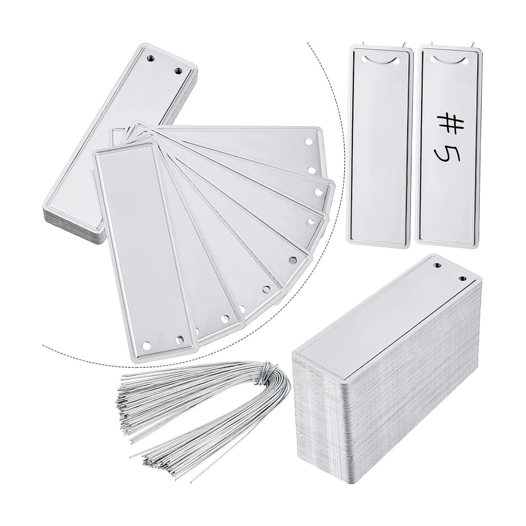 Ripeng 200 Pieces Aluminum Metal Plant Labels Writable Seedling Tree Tags with 6 Inch Wires Waterproof Double Sided