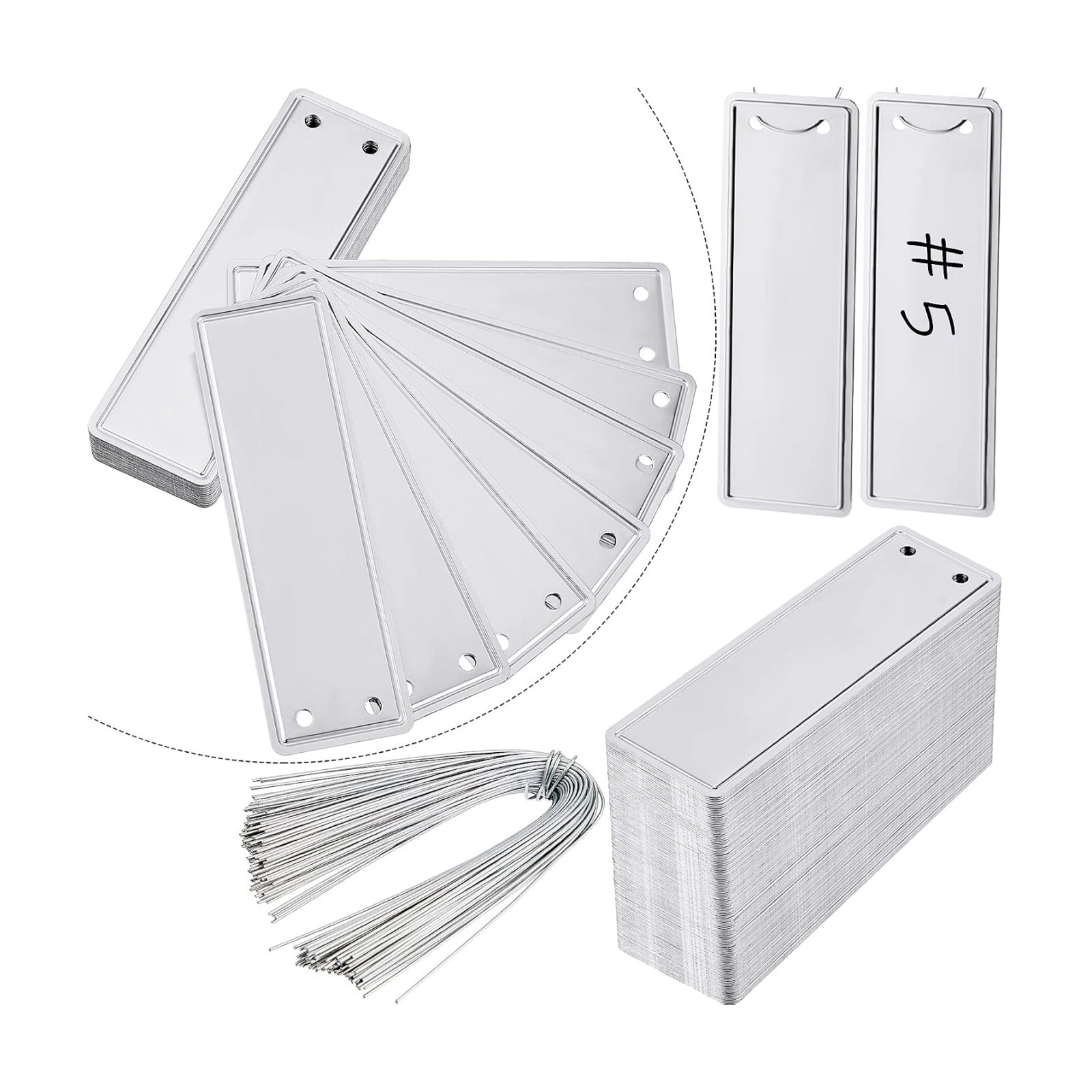 Ripeng 200 Pieces Aluminum Metal Plant Labels Writable Seedling Tree Tags with 6 Inch Wires Waterproof Double Sided
