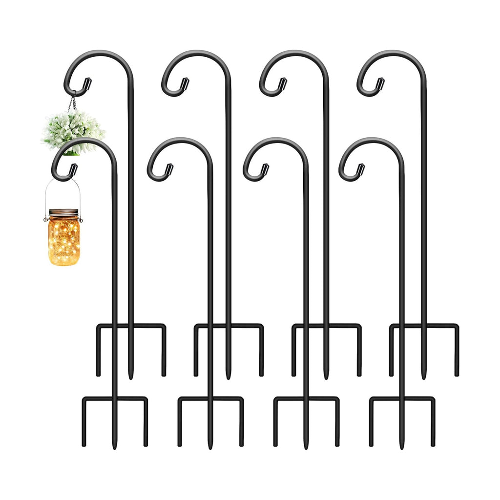 Gtongoko 32 Inch Shepherd Hooks for Outdoor 8 Pack, Adjustable Garden Hooks for Hanging Plants, Lanterns, Solar Lights