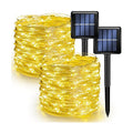 Dazzle Bright 2 Pack Solar String Lights Outdoor, Total 80FT 240LED Solar Powered Waterproof Fairy Lights 8 Modes, Silver Wire Lights (Warm White)