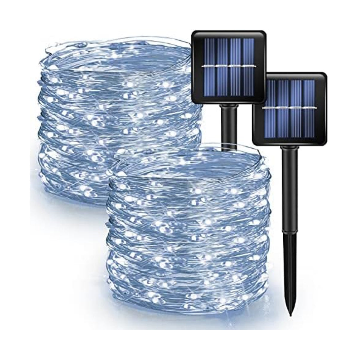 Dazzle Bright 2 Pack Solar String Lights Outdoor, Total 80FT 240LED Solar Powered Waterproof Fairy Lights 8 Modes, Copper Wire Lights for Christmas Patio Party Tree Yard Decoration (White)