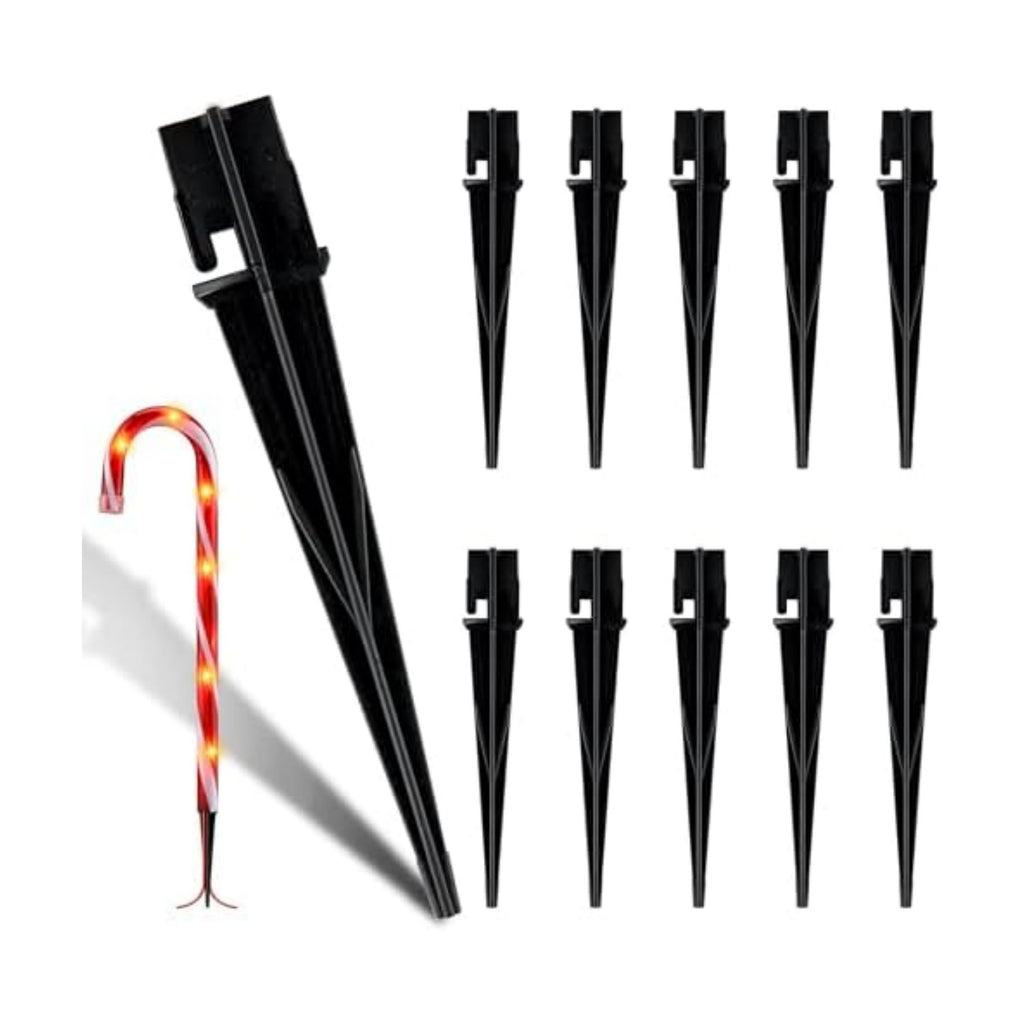 10PCS Plastic Ground Spikes, Replacement Stakes for Candy Cane Lights, Maintain Candy Cane Pathway Lights, 0.68 * 5 Inch Markers