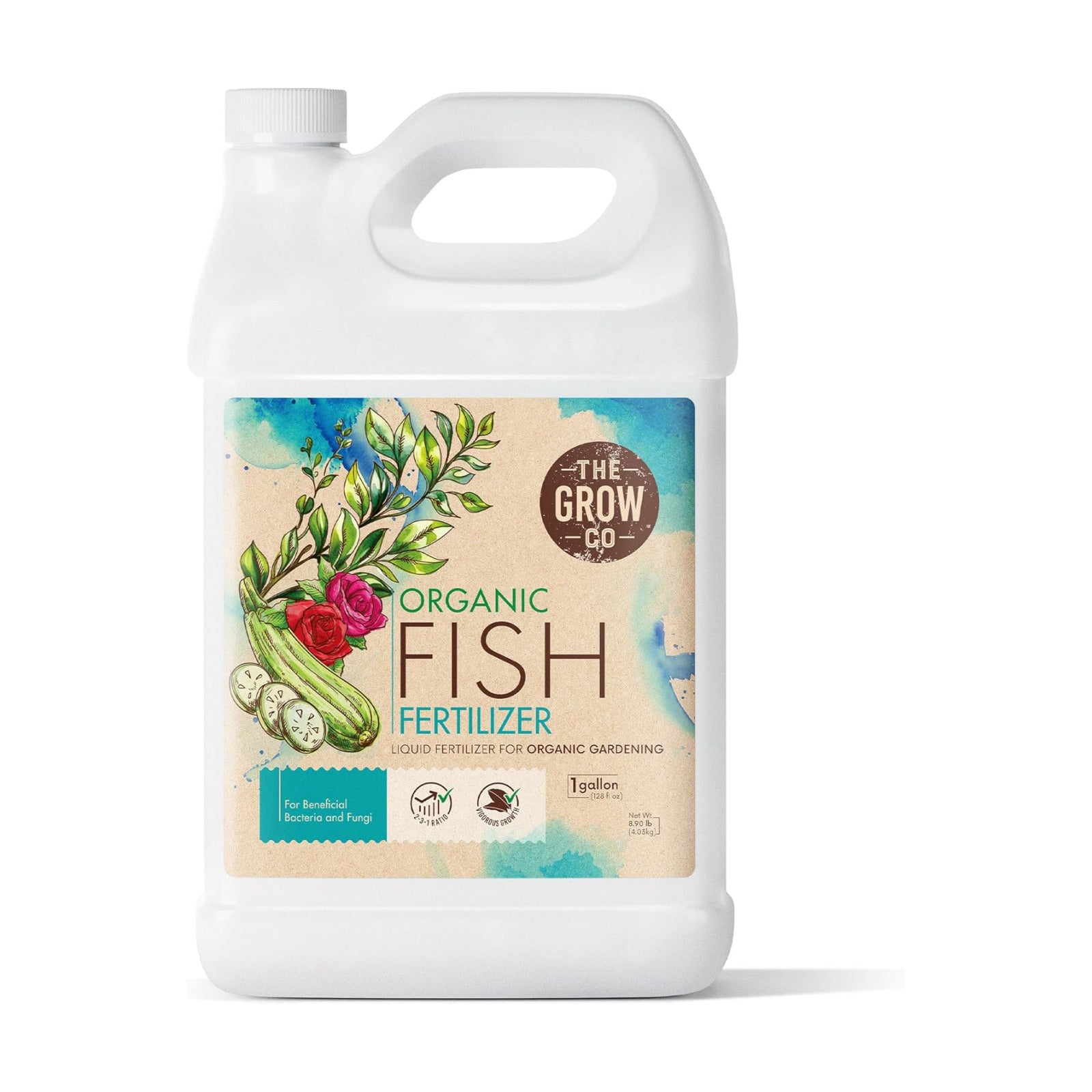 Organic Fish Fertilizer for Vegetable Garden, Fruits, and Flowers, 1 Gallon | The Grow Co Emulsion for Plants, 2-3-1