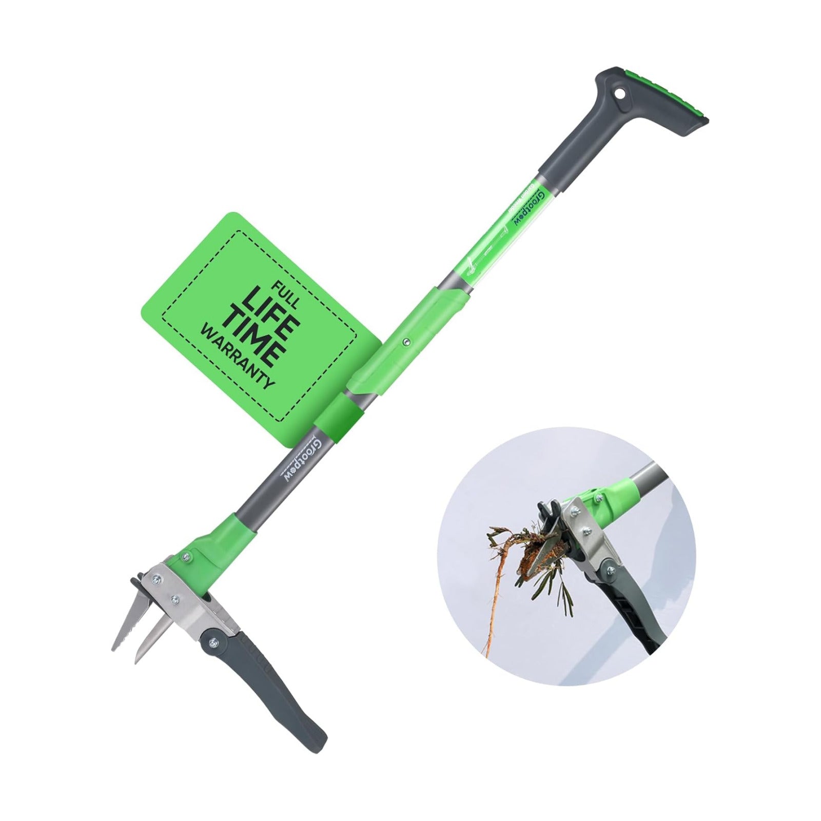 WP5 Heavy Duty Weed Puller Tool, Stand Up Dandelion Weeder with 40" Handle, 3 Claws & Fiberglass Foot Pedal, Weeding