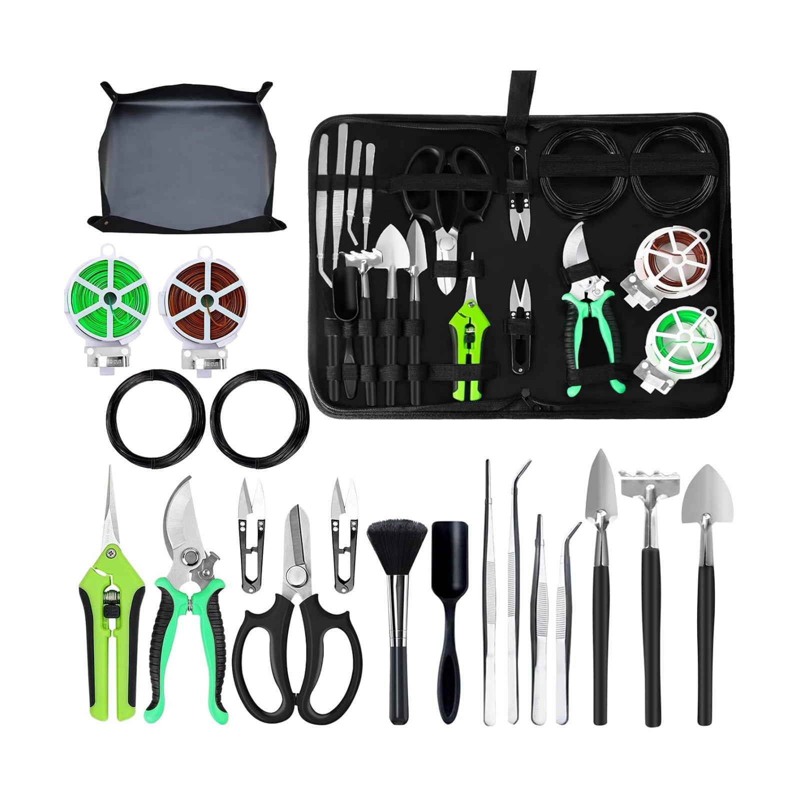 Bonsai Tree Kit, 20 Pcs Gardening Succulent Tools Set, Bonsai Tool Kit Include 262 Feet Bonsai Wire, 29.5"x29.5" Plant