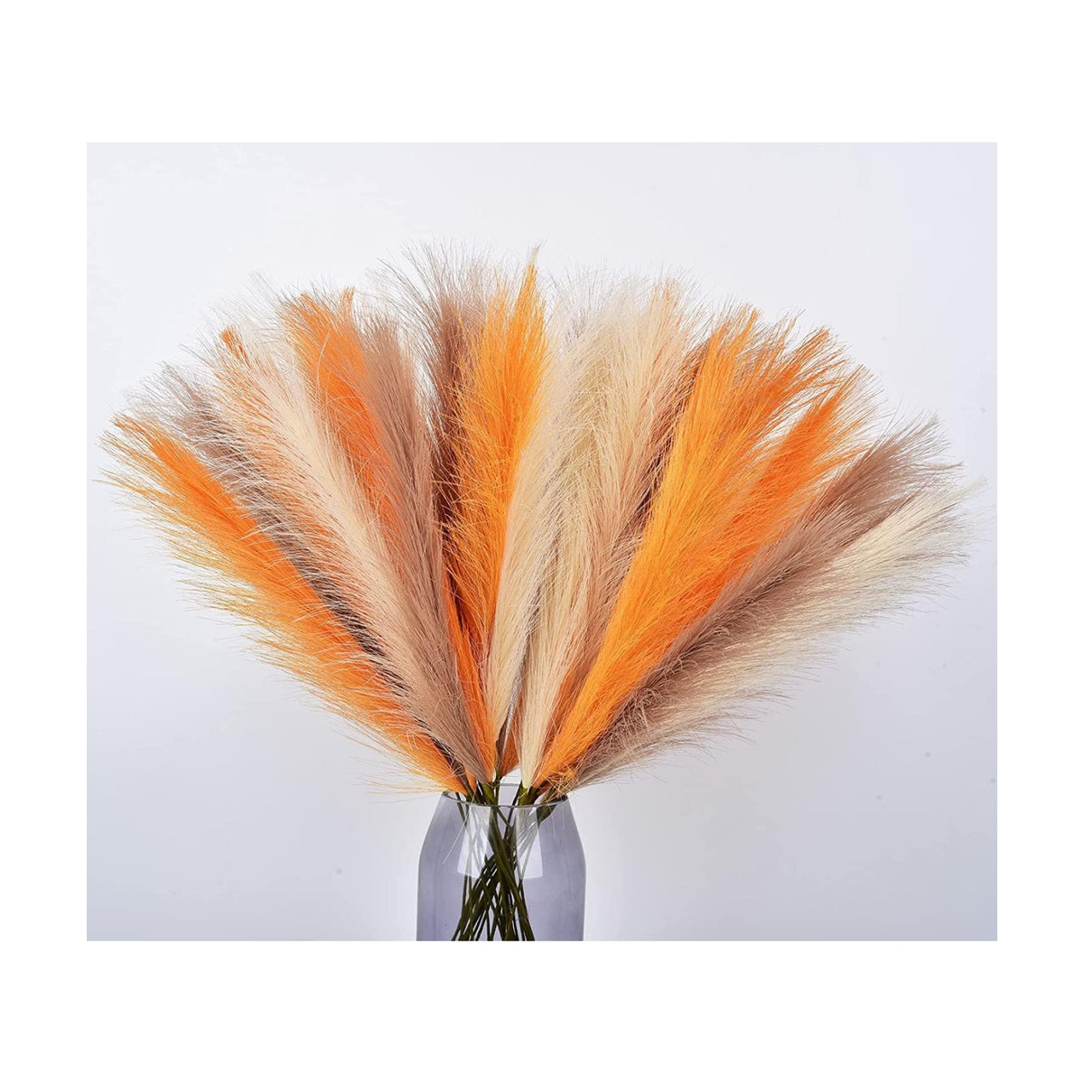 LSKYTOP Orange Pampas Grass Decor,23Inch 12pcs Faux Pampas Grass Bouquets Artificial Pampas Fake Pampas Flower for Home Living Room Bedroom Vase Decor