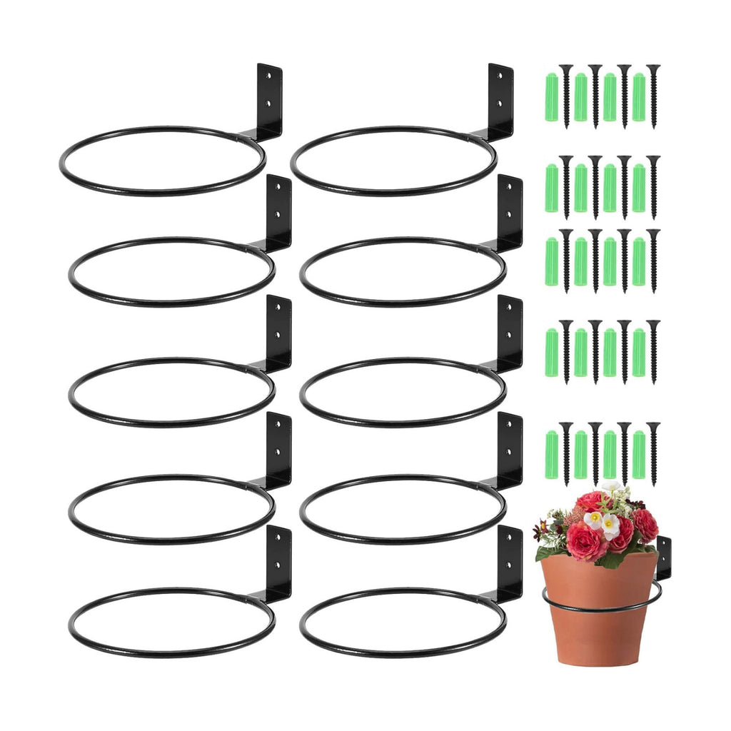 10 PCS 5 Inches Flower Pot Holder Ring, Wall Mounted Wall Plant Hanger, Collapsible Metal Wall Planter Holder for