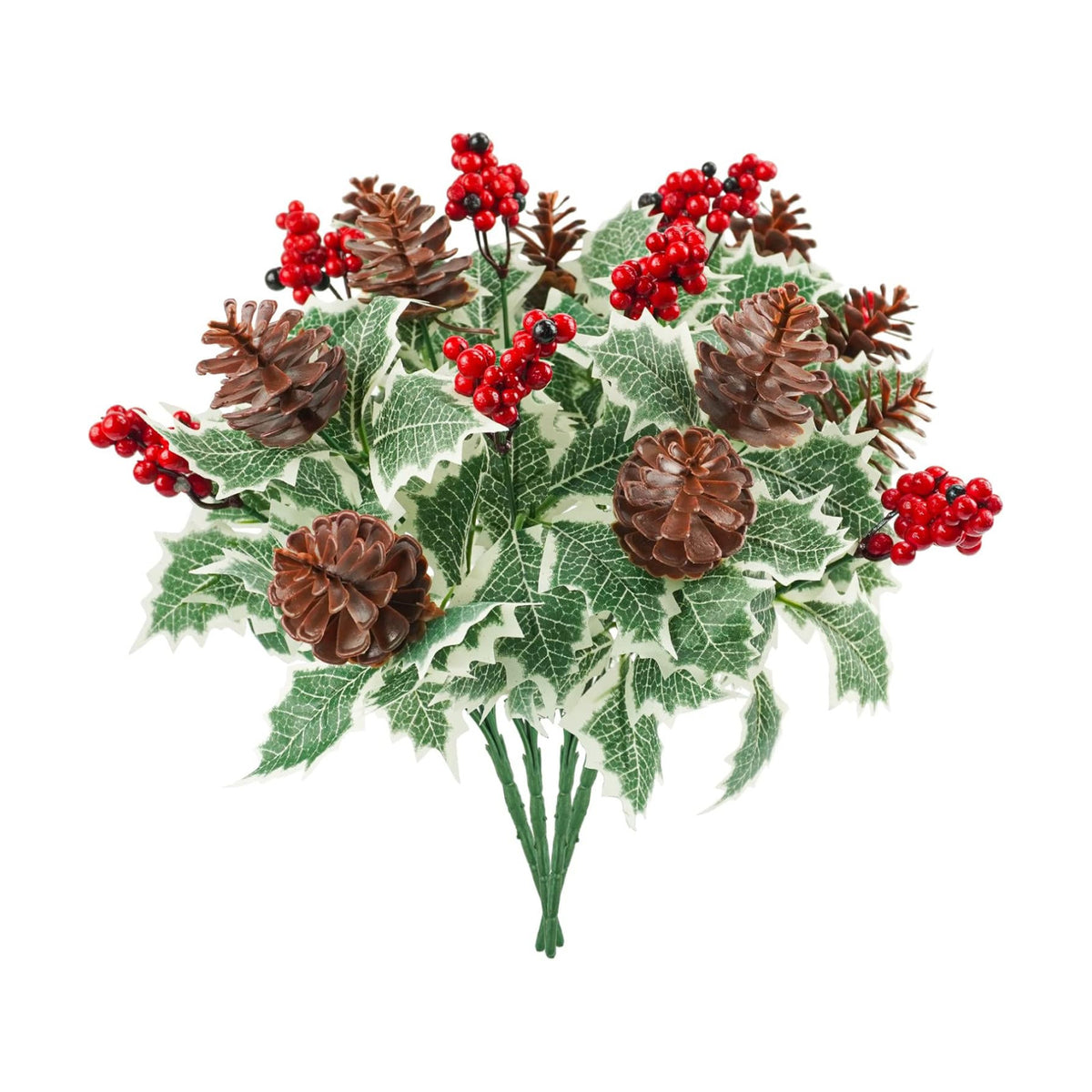 4Pcs Artificial Christmas Red Berries Picks 11in Holly Berry Stems Natural Pine Cones for Christmas Home Kitchen Outdoor Garden Thanksgiving Party Holiday Decorations Red