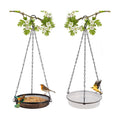 HRAYLTOP 2-in-1 Set Hanging Bird Feeder and Bath for Outdoor, Small Metal Tray Perfect for Attracting Bird