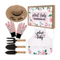 Percozzi Plant Lady Gardening Tool Gifts for Mom Gardening Tools Kit Planting Tools Straw Hat Floral Apron Glove for