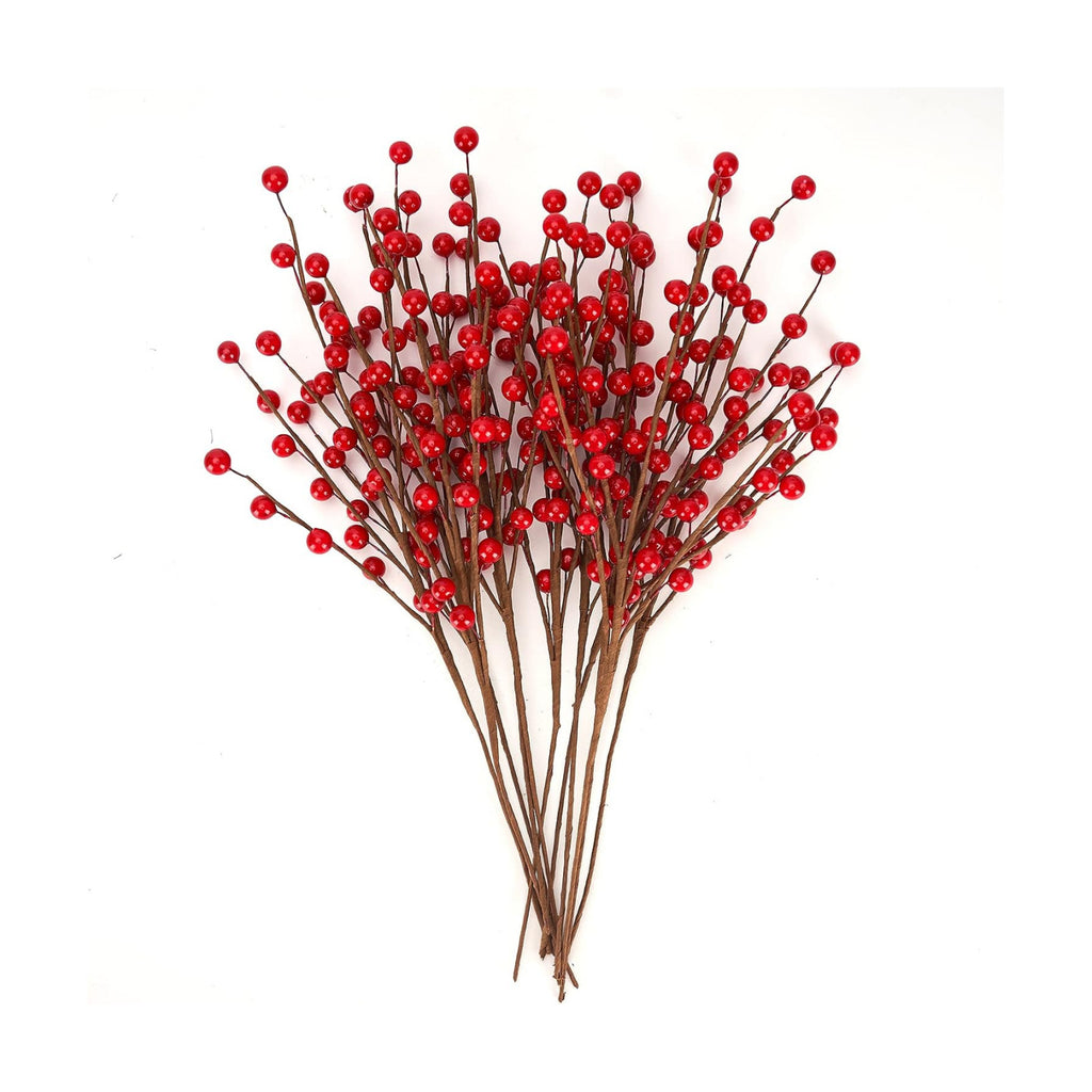 Christmas Berries Picks Red 14 Inches Set of 12 Tree Topper Decor