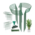24 Pack Plant Support Stake, Half Round Metal Garden Plant Stake, Green Plant Support Ring, Border Support with Plant