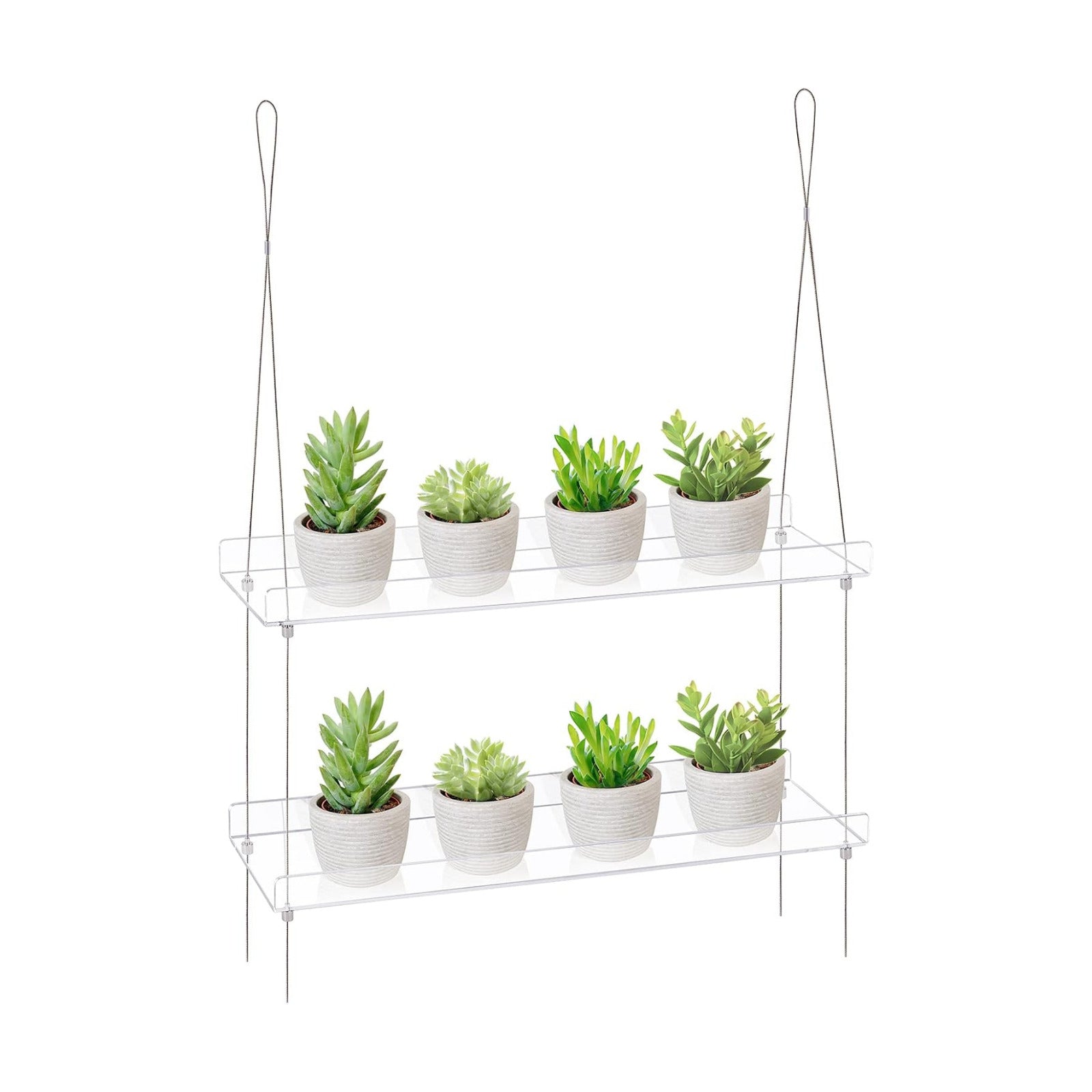 Sumerflos 2-Tier Acrylic Window Boxes Plant Shelves for Window of Kitchen, Bedroom, Living Room, 16 Inch Wall Flower