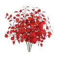 4Pcs Artificial Eucalyptus Leaves Stems 33.8‘’ Eucalyptus Plants Branches Greenery for Home Fireplace Farmhouse Party Wedding Table Bathroom Christmas Décor Red