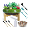 ARTKETTY Large Succulent Pots with Drainage 10 inch Succulent Planters with Planting Tools Set & 2.2lb Mix Pebbles