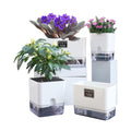 FAMZ Self Watering Pots for Indoor Plants 4 Pack White Self Watering Planters with Water Reservoir and Cotton Wick
