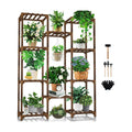 Plant Stand Indoor Outdoor, Tall Plant Shelf for Multiple Plants, 10 tiers 11 Pot Large Plants Holder Rack Wood Plant