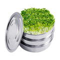 Aulock Stainless Steel Seed Sprouting Kit, 7.9'' Microgreens Growing Tray | 3-Tier, Stackable Round Sprouter Maker with