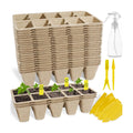 200Cells Seedling Start Trays with Drain Holes,20pcs Peat Pots Seedling Pots Biodegradable,Seedling Starter Kit,Organic Germination Plant Starter Trays(200xLabels,2xTransplant Tools,1xSpray Bottle)