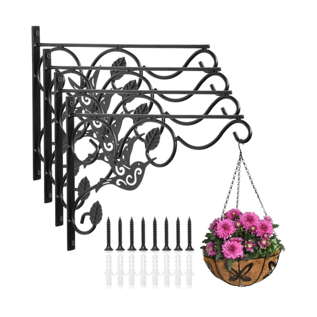 Vumdua Hanging Plants Bracket, 4 Pack 12 inch Wall Planter Hook with Iron Screws Included, Decorative Plant Hanger for