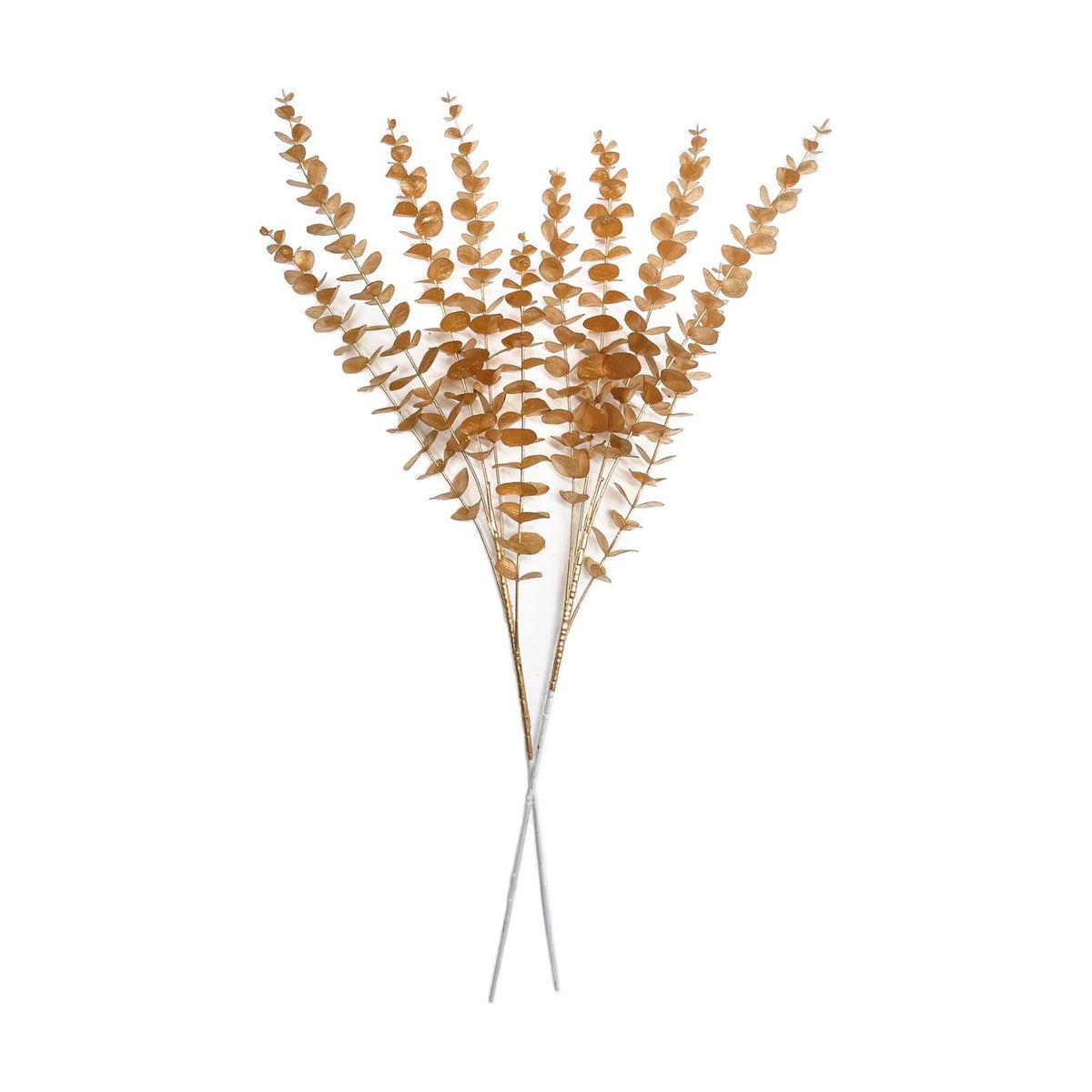 PASYOU Artificial Plants for Christmas Decor, Fake Gold Eucalyptus Plastic Grass Shrubs Leaves Indoor Outdoor Home Garden Party Hotel Wedding Event Faux DIY Decoration - 30 Inch Golden 2 Pack
